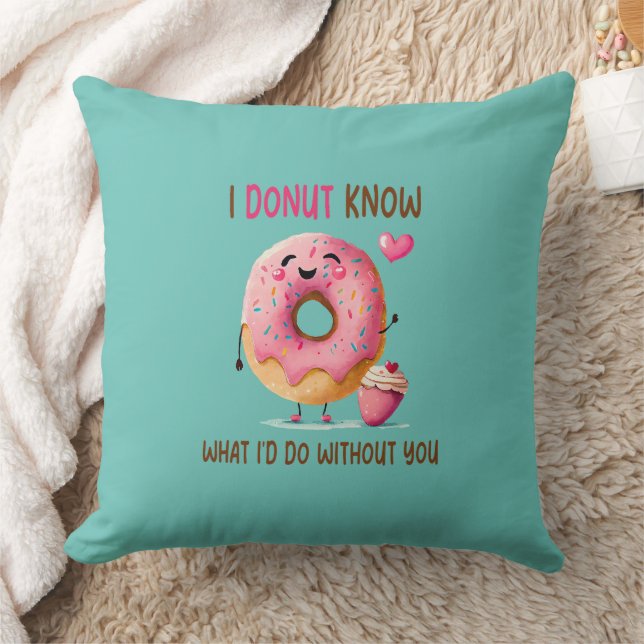 2-Side Personalized Cute Doughnut Throw Pillow (Blanket)