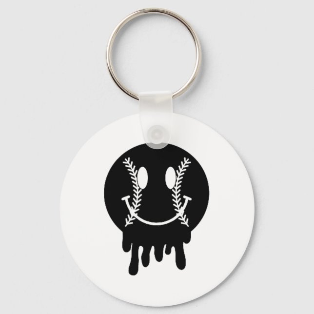 2 Side Somebodys Loud Mouth Baseball Mama Groovy M Keychain (Front)