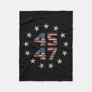2 Side Trump 2024 President 45 47 American Flag Tr Fleece Blanket