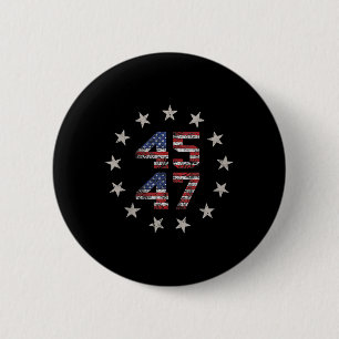 2 Side Trump 2024 President 45 47 American Flag Tr Inch Round Button