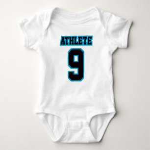2 Side WHITE BLACK BLUE Romper Football Jersey