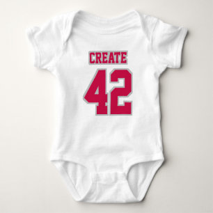 2 Side WHITE CRIMSON SILVER Football Jersey Outfit Baby Bodysuit
