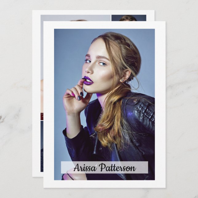 2-sided 5 Photo Model Actor 5.5x7.5 Comp/Zed Card (Front/Back)