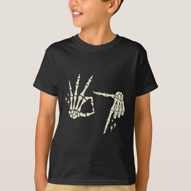 (2 Sided) 67 Skeleton Hand Six Seven Gen Alpha Hal T-Shirt (Front)
