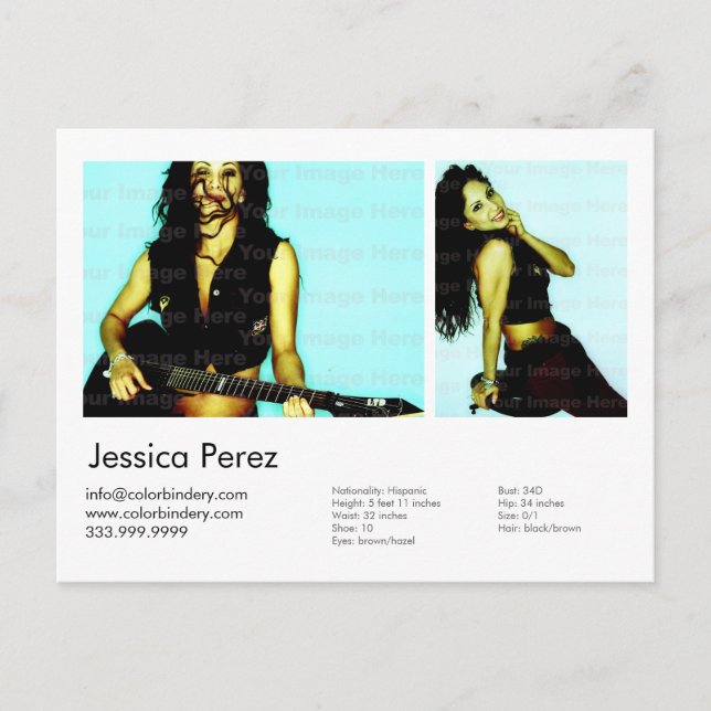 2-Sided Actor & Model 2 Shot Headshot Comp Postcard (Front)