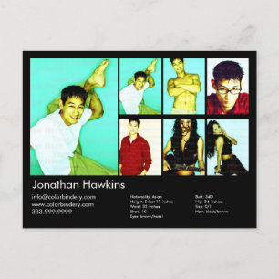 2-Sided Actor & Model Black Headshot Comp Postcard