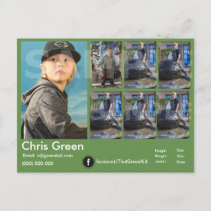 2-Sided Actor-Model Headshot Comp Card Green