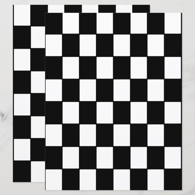 2-Sided B&W Chequerboard Scrapbook Page (Front/Back)