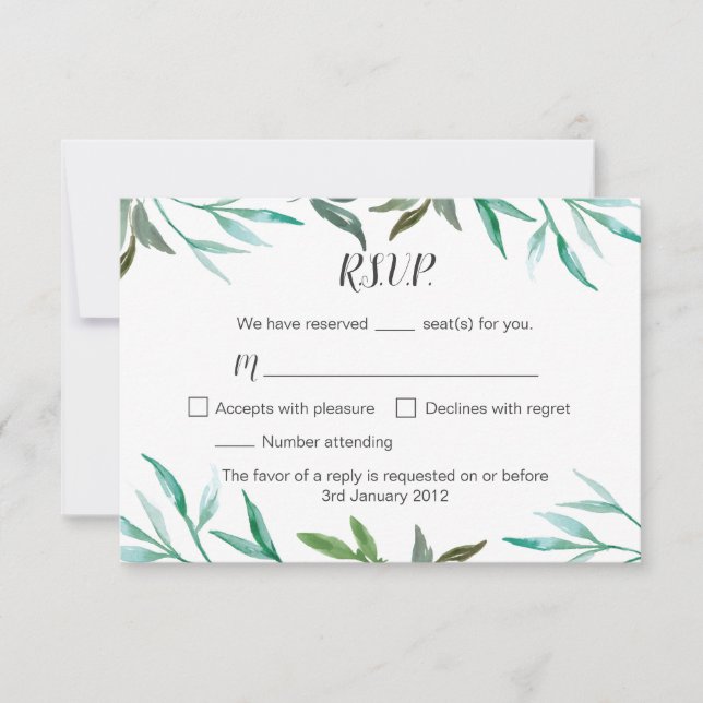 2-sided Branch Boho Wedding RSVP Card (Front)