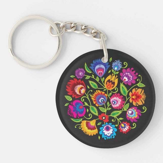 2 sided, custom text Polish folklore composition Keychain (Front)