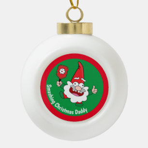 🎅🤶2 sided customizable  Christmas pickleball Ceramic Ball Christmas Ornament