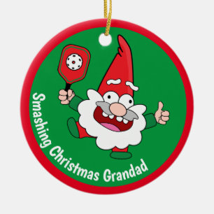 🎅🤶2 sided customizable Christmas pickleball Ceramic Ornament