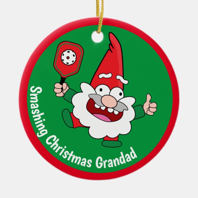 🎅🤶2 sided customizable  Christmas pickleball  Ceramic Ornament (Front)