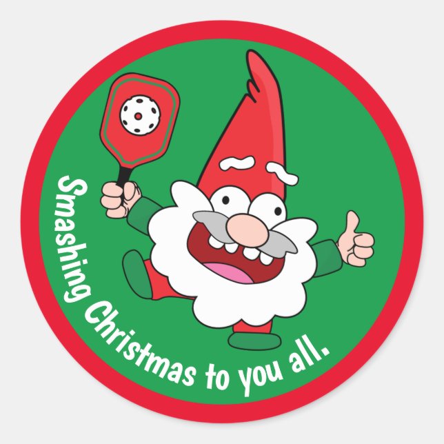 🎅🤶2 sided customizable  Christmas pickleball  Classic Round Sticker (Front)