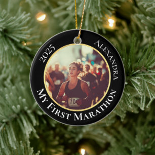 2-Sided Customizable Photo Sports Marathon Running Ceramic Ornament