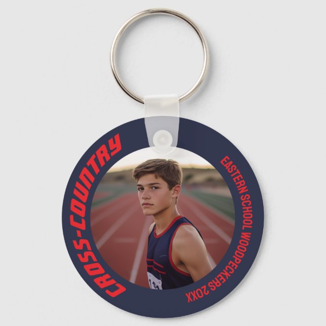 2-Sided Customizable Sports Cross-Country Photo Keychain (Front)