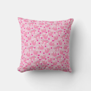 2-sided Cute Pink pickleball sloths 🦥 Throw Pillow