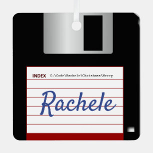 2-sided Floppy Disc with Command Prompt Greeting Metal Ornament