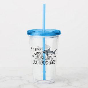 2 sided Funny Baby Shark with Daddy Shark Acrylic Tumbler