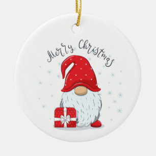 "2 SIDED GNOME SANTA AND SURPRISE SIDE TOO!!!! CERAMIC ORNAMENT