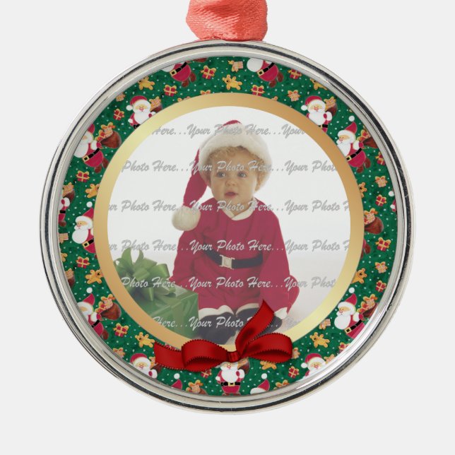2 Sided - Ist Christmas Santa Baby Photo Metal Ornament (Front)