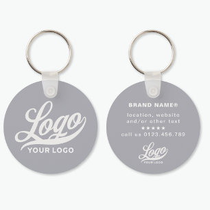 2 sided Logo & Name on Gray Company Business Keychain