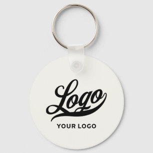 2 sided Logo on Off white Business Simple Minimal Keychain