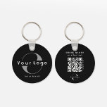 2 sided Logo & QR Code on Black Company Business K Keychain<br><div class="desc">Personalized light and waterproof Logo Keychains with a simple minimal design. Add your URL to create QR Code,  logo and text.</div>