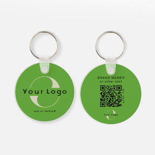 2 sided Logo & QR Code on Green Company Business K Keychain