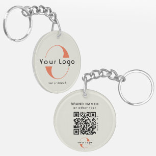 2 sided Logo & QR Code on Green Company Business Keychain