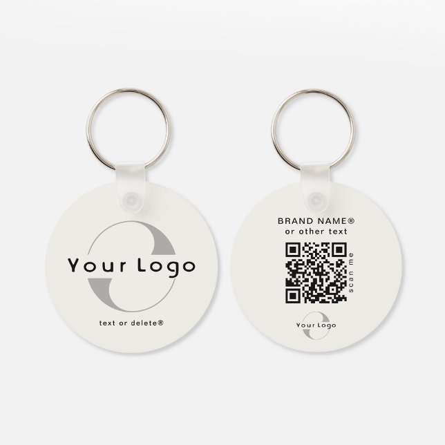 2 sided Logo QR Code on Off white Company Business Keychain (Creator Uploaded)