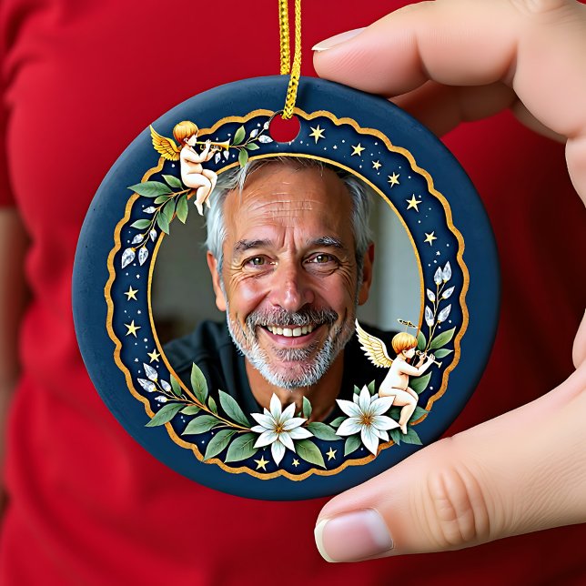 2 sided Memorial Christmas Cherub's Embrace Ceramic Ornament (2 sided Memorial Christmas Cherub's Embrace Ceramic Ornament)