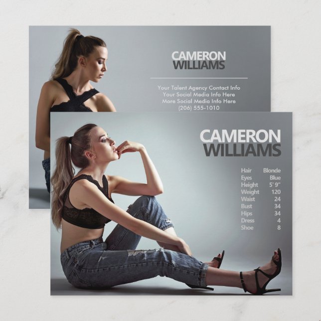 2 Sided Model Actor Promotional Postcard (Front/Back)