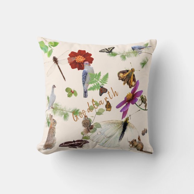 2-sided Nature's Colorful Good Earth whimsical: Throw Pillow (Front)