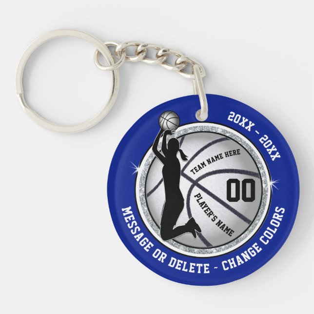 2 Sided Personalized, Blue, Basketball Keychains (Front)