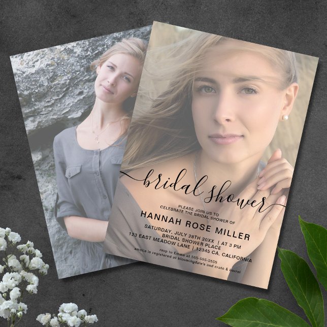 2 Sided Photo Bridal Shower Wedding Faux Vellum Invitation (Creator Uploaded)
