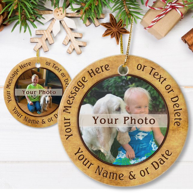 2 Sided Photo Ornaments. 6 Text Boxes, 2 Pictures Ceramic Ornament (Two Sided Personalized Ornaments. Personalized Photo ornaments 2 sided. Double sided Ornaments.)