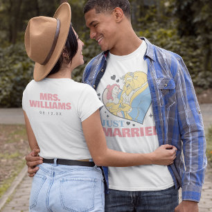2-Sided Princess Belle & Beast   Just Married T-Shirt