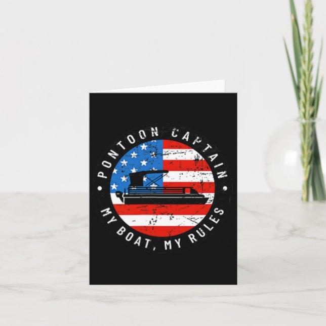 (2 Sided Print) Pontoon Captain Us Flag 4th Of Jul Card (Front)