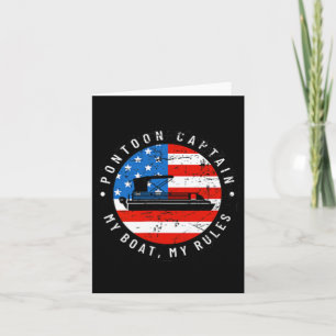 (2 Sided Print) Pontoon Captain Us Flag 4th Of Jul Card