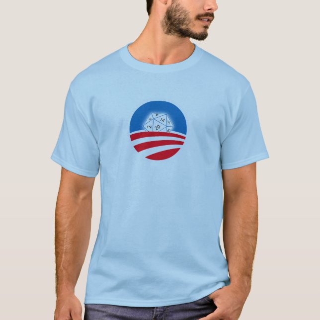 2 sided Pro-Obama D&D crowd (blue) T-Shirt (Front)