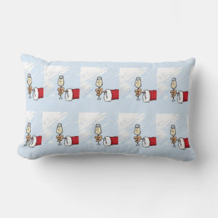2 SIDED-SANTA TOASTING CHRISTMAS&HAPPY HOUR SIDES LUMBAR PILLOW