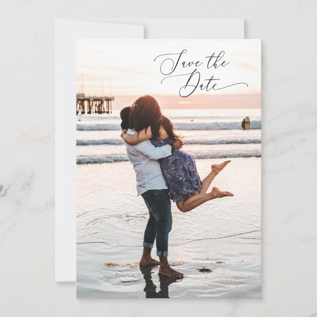 2 Sided Save the Date Photo Card - minimal (Front)