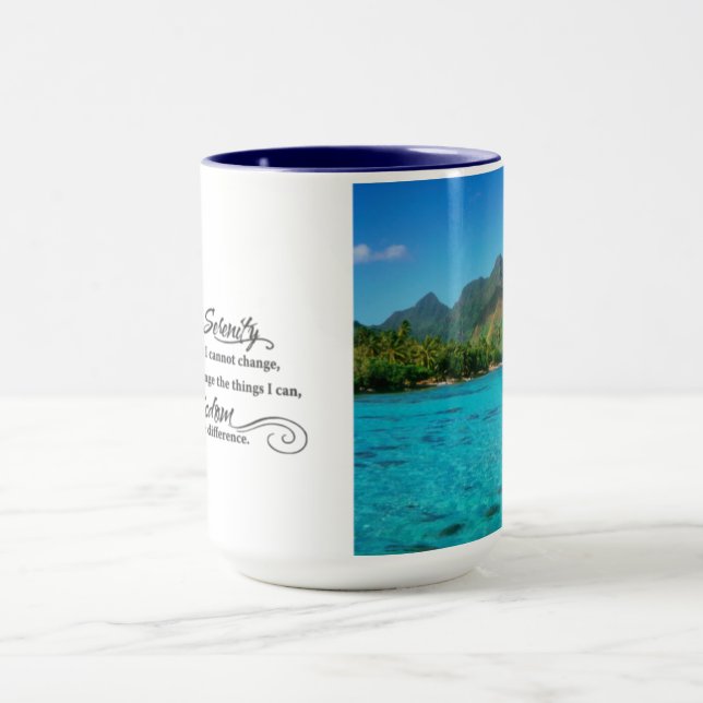 2-Sided Serenity Prayer & Bora Bora Island Mug (Center)