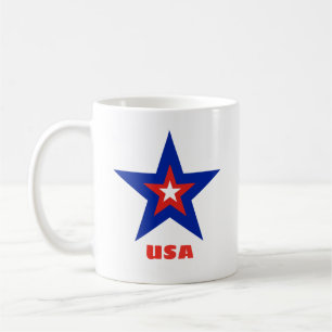 2-Sided Tricolor Star with Red Custom Text Mug