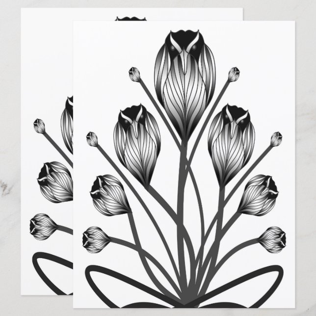 2-Sided W&B Tulip Owlsprey H&S Scrapbook Page (Devant / Derrière)