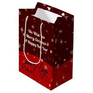 2 sides Business Logo QR code Name Christmas Mediu Medium Gift Bag