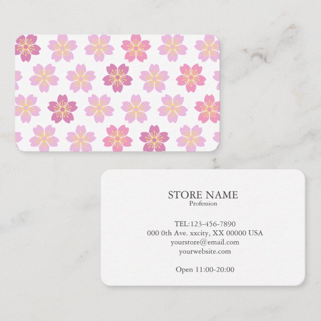 2 sides Cherry Blossom "SAKURA" 名刺 Business Card (Front/Back)