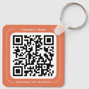 2 sides Your Logo + QR code Simple Business Office Keychain