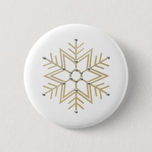 2-Silver and Gold Snowflake 3-D Look 2 Inch Round Button